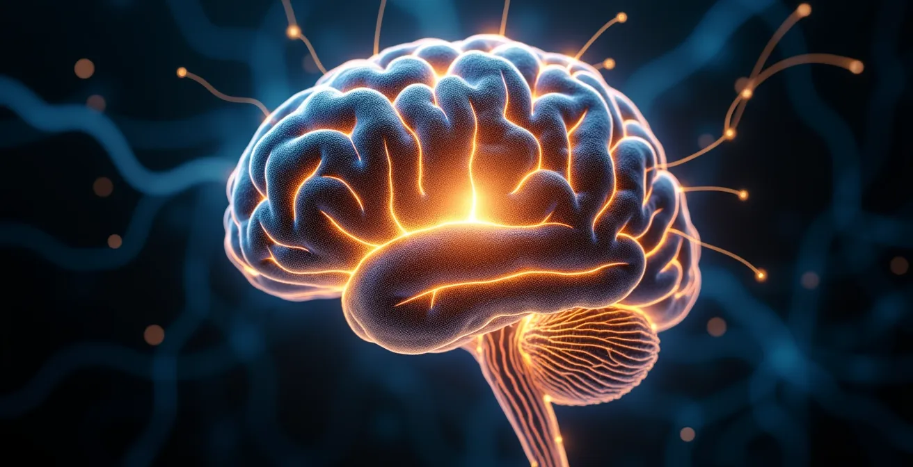 Représentation conceptuelle des circuits de dopamine activés par le sport